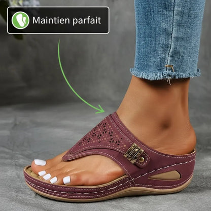 SOLENA™ - Sandales compensées confortables en cuir pour femmes – Élégance et bien-être garantis